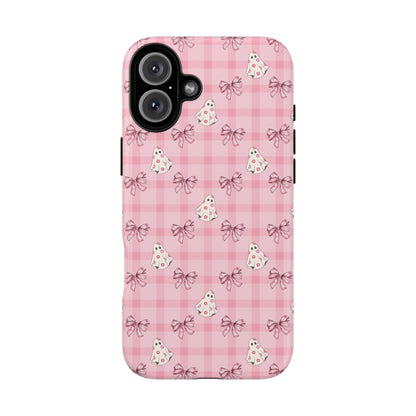 Pink Gingham Ghosts & Bows iPhone Tough Case