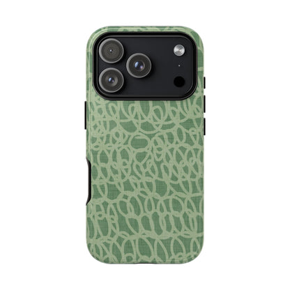 Sage Green Scribble Loops iPhone Tough Case