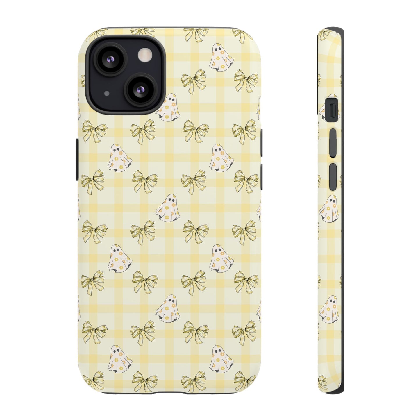 Yellow Gingham Ghosts & Bows iPhone Tough Case