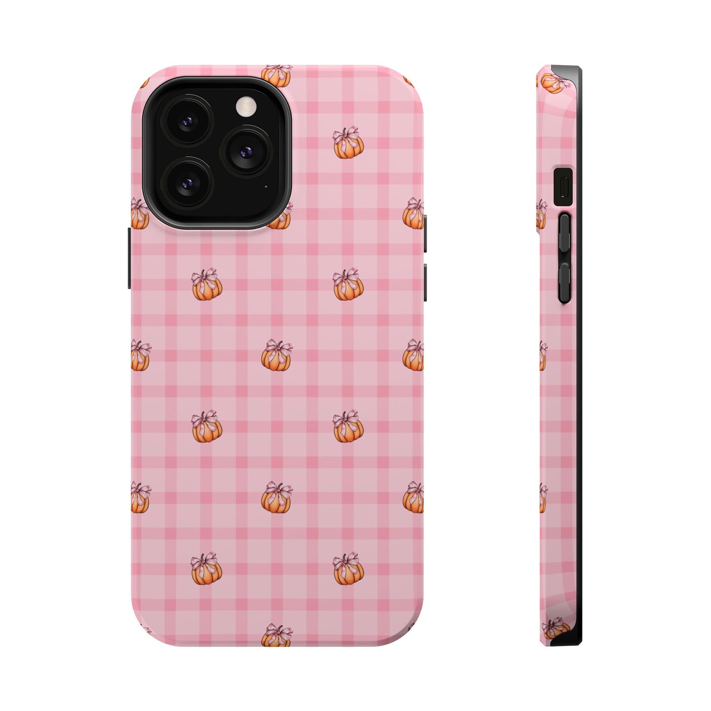 Pink Gingham Pumpkins MagSafe® iPhone Tough Case
