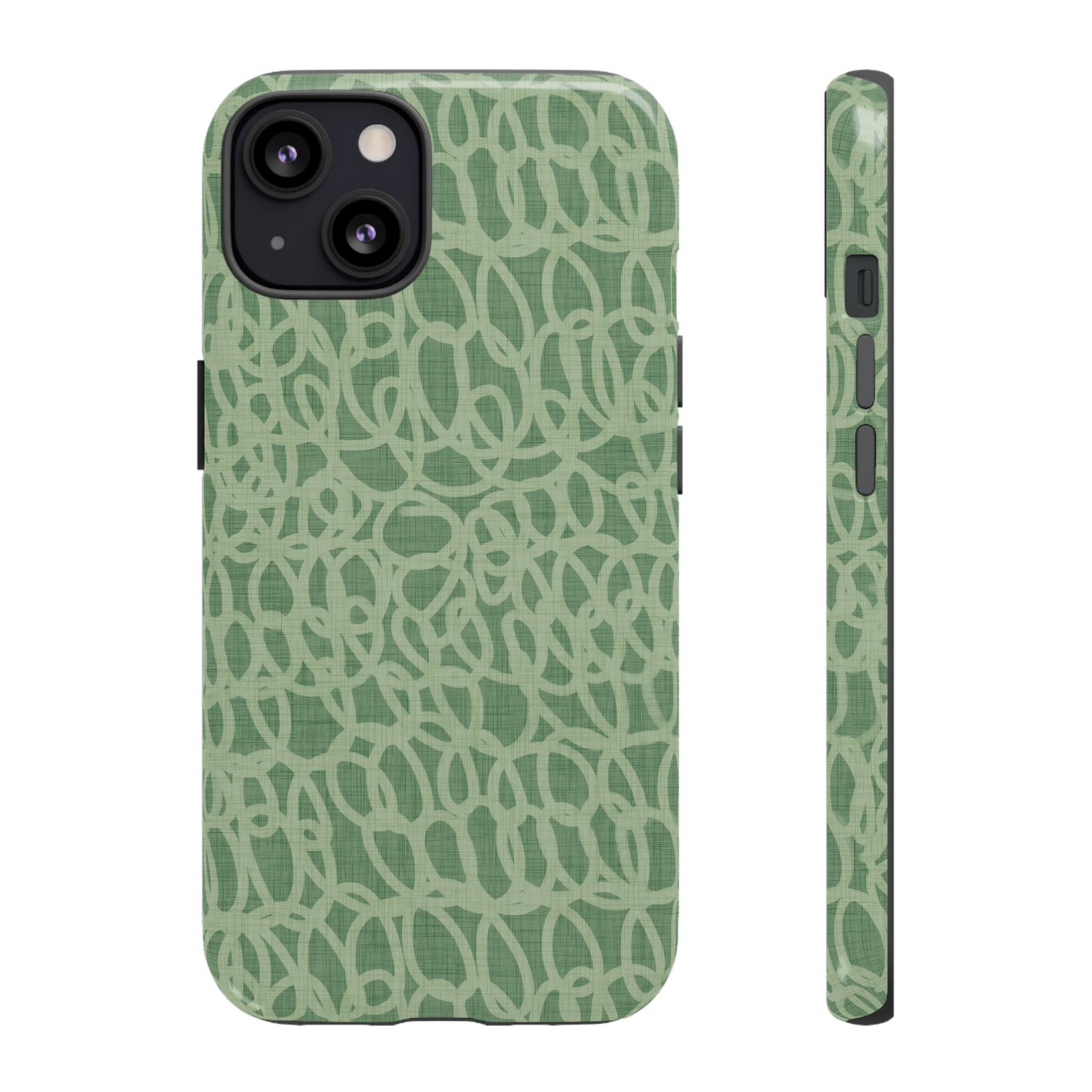 Sage Green Scribble Loops iPhone Tough Case