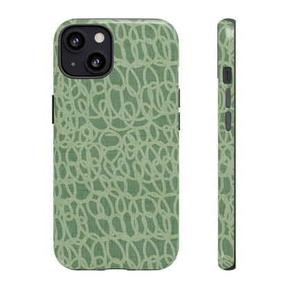 Sage Green Scribble Loops iPhone Tough Case
