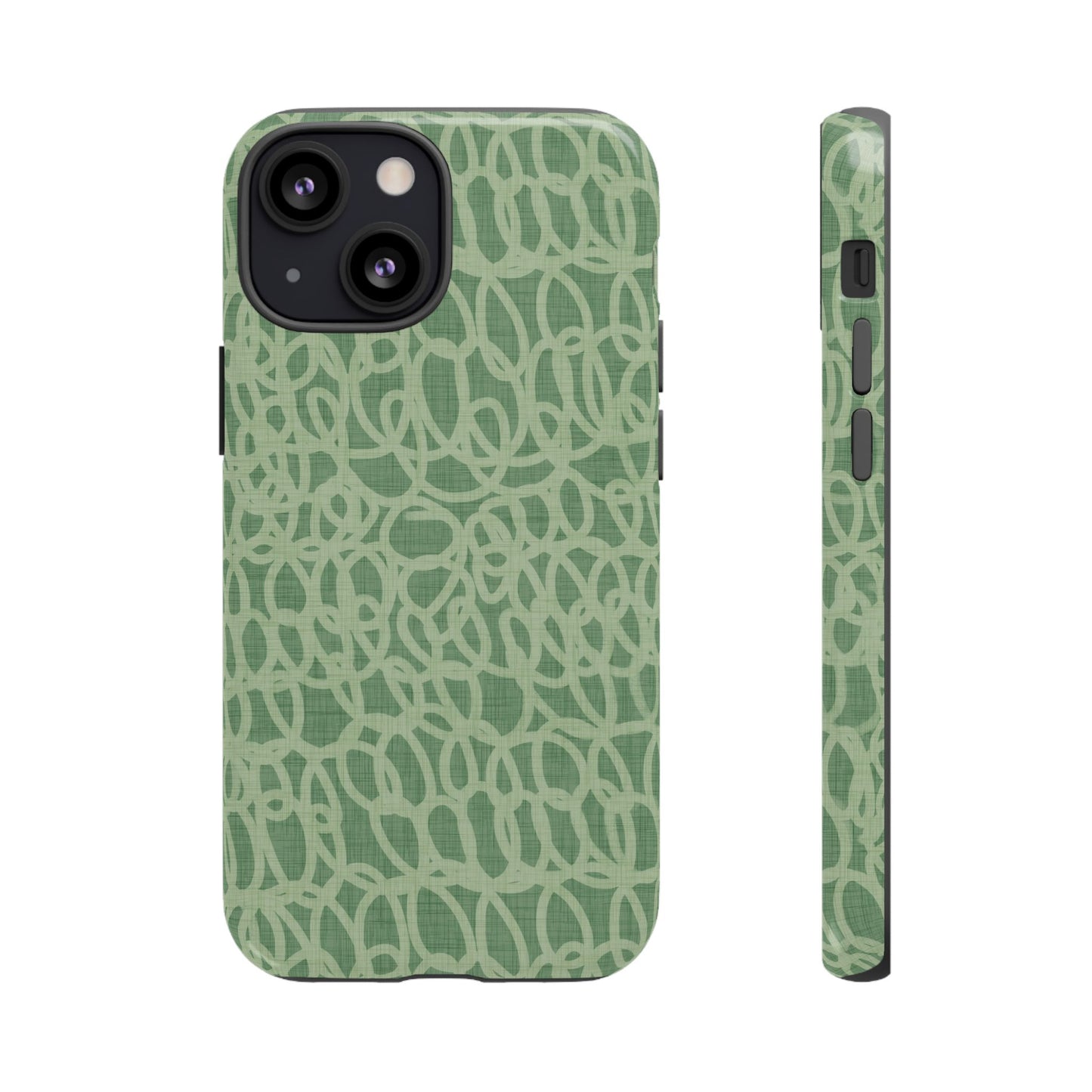 Sage Green Scribble Loops iPhone Tough Case