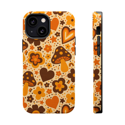 Groovy Harvest Mushrooms, Hearts and Flowers MagSafe® iPhone Tough Case