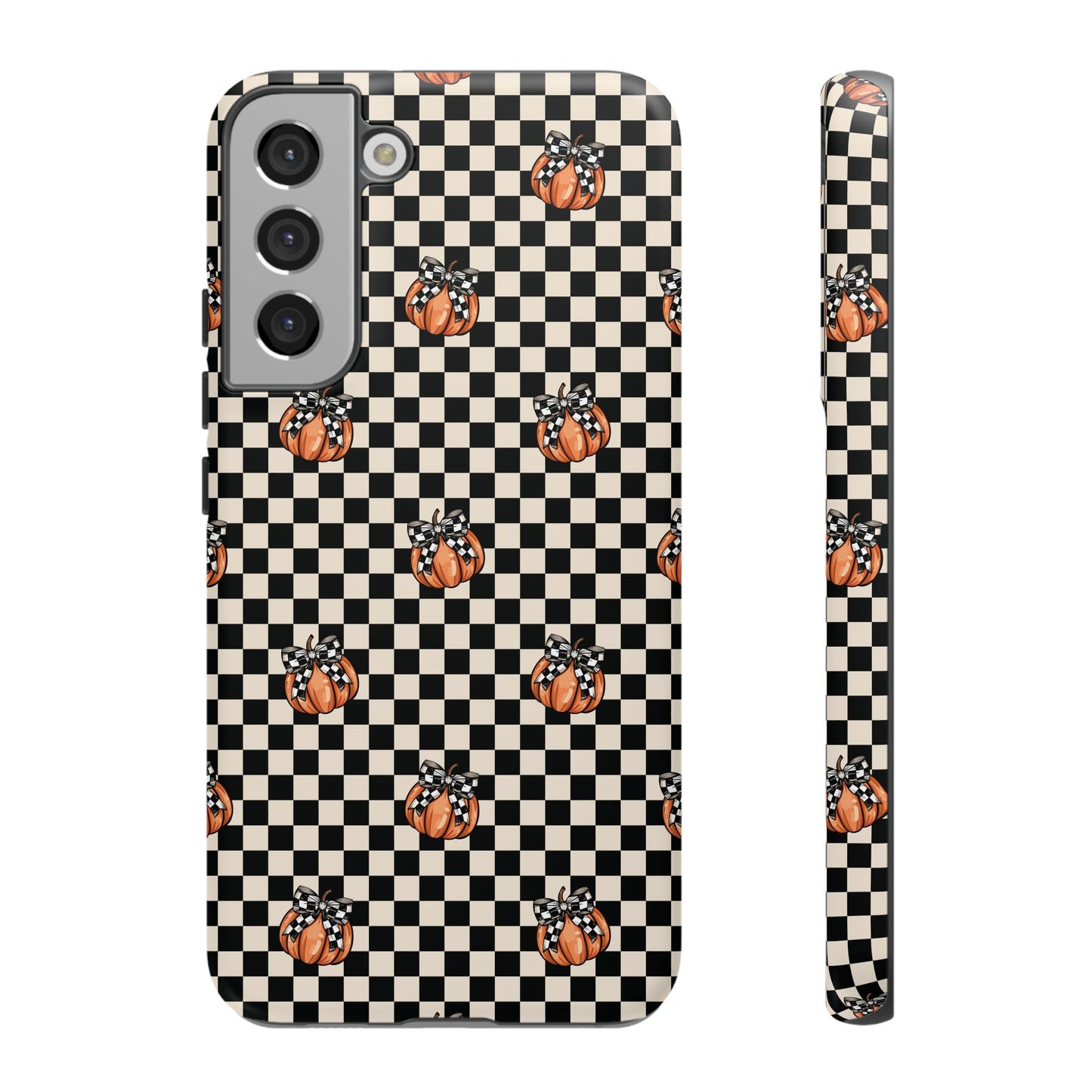 Checkered Cute Pumpkins & Bows Samsung Galaxy Tough Case