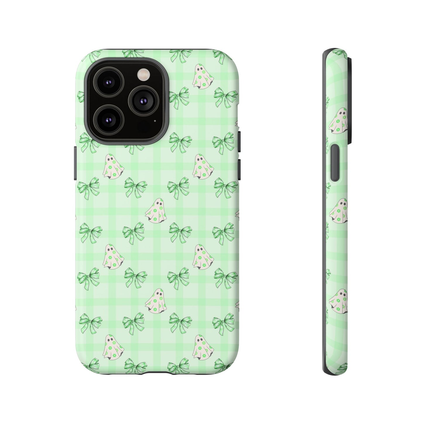 Green Gingham Ghosts & Bows iPhone Tough Case
