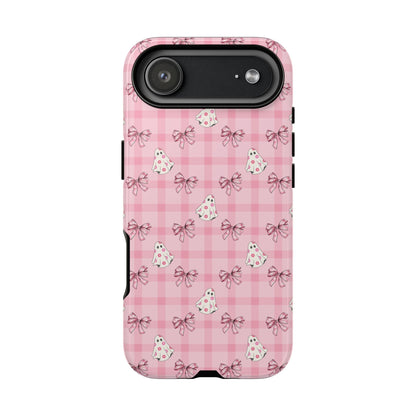 Pink Gingham Ghosts & Bows iPhone Tough Case