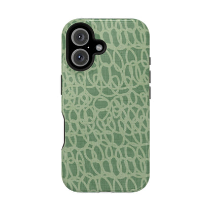 Sage Green Scribble Loops MagSafe® iPhone Tough Case