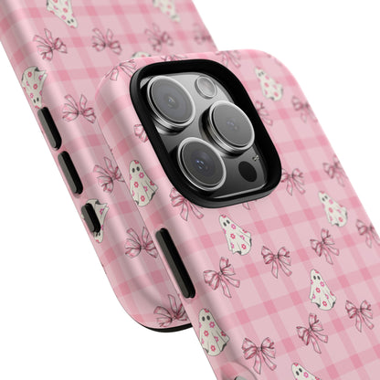 Pink Gingham Ghosts & Bows iPhone Tough Case