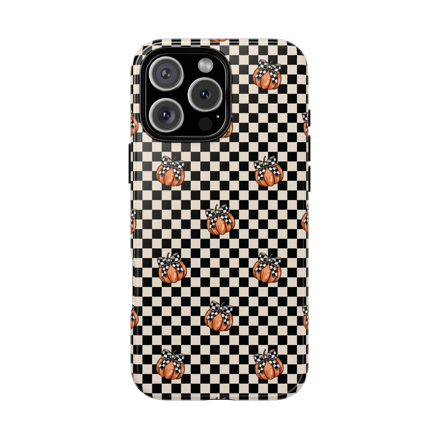 Checkered Cute Pumpkins & Bows iPhone Tough Case