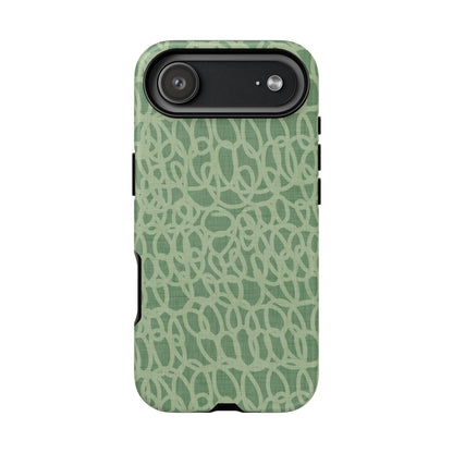 Sage Green Scribble Loops iPhone Tough Case