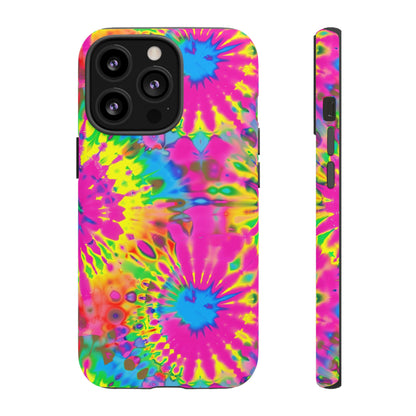 Neon Tie-Dye Burst Tough iPhone Case