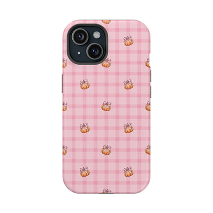 Pink Gingham Pumpkins MagSafe® iPhone Tough Case