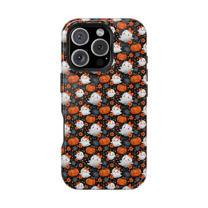 Cute Kawaii Lady Ghosts & Pumpkins MagSafe® iPhone Tough Case