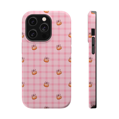 Pink Gingham Pumpkins MagSafe® iPhone Tough Case