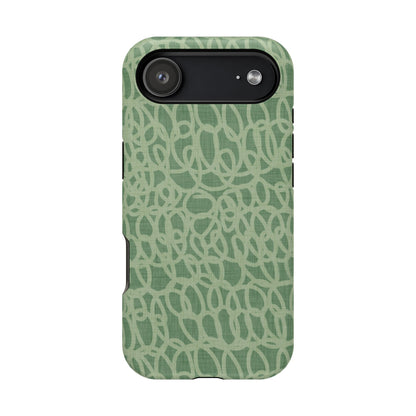 Sage Green Scribble Loops MagSafe® iPhone Tough Case