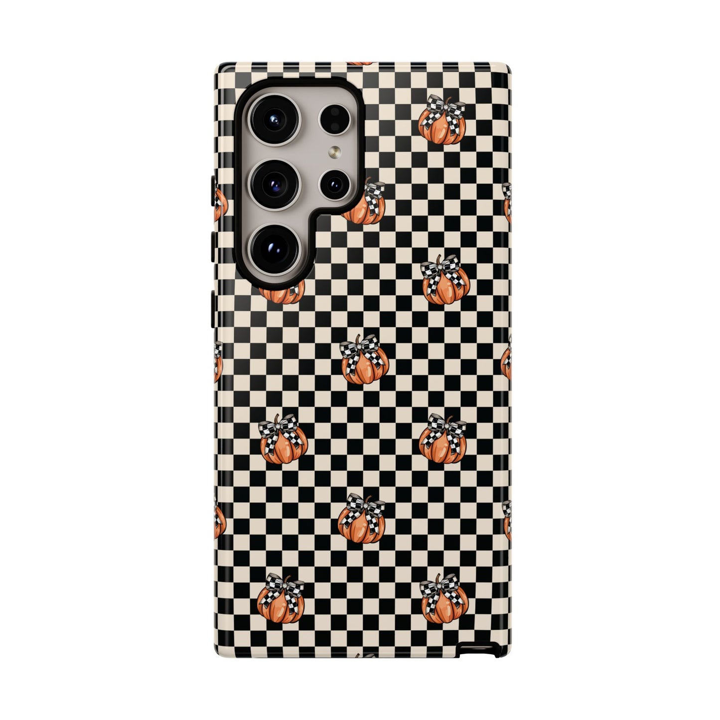 Checkered Cute Pumpkins & Bows Samsung Galaxy Tough Case