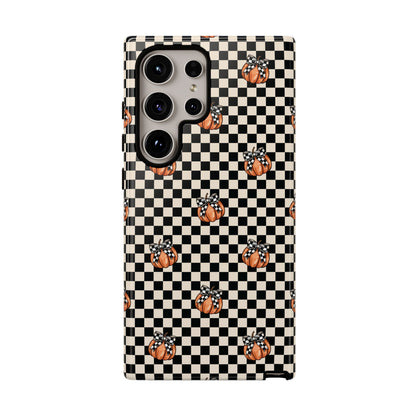 Checkered Cute Pumpkins & Bows Samsung Galaxy Tough Case
