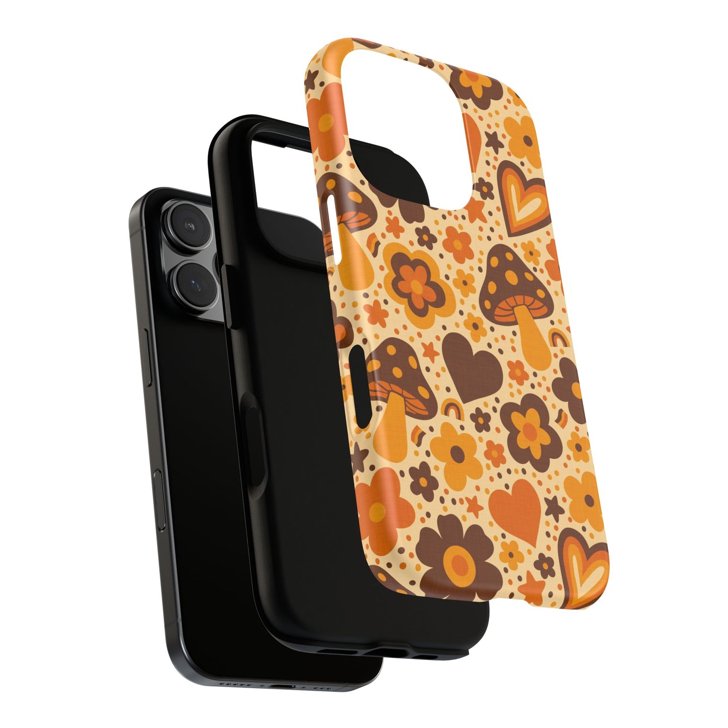 Groovy Harvest Mushrooms, Hearts and Flowers iPhone Tough Case