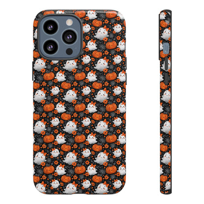 Cute Kawaii Lady Ghosts & Pumpkins iPhone Tough Case