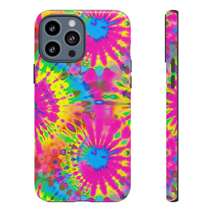 Neon Tie-Dye Burst Tough iPhone Case