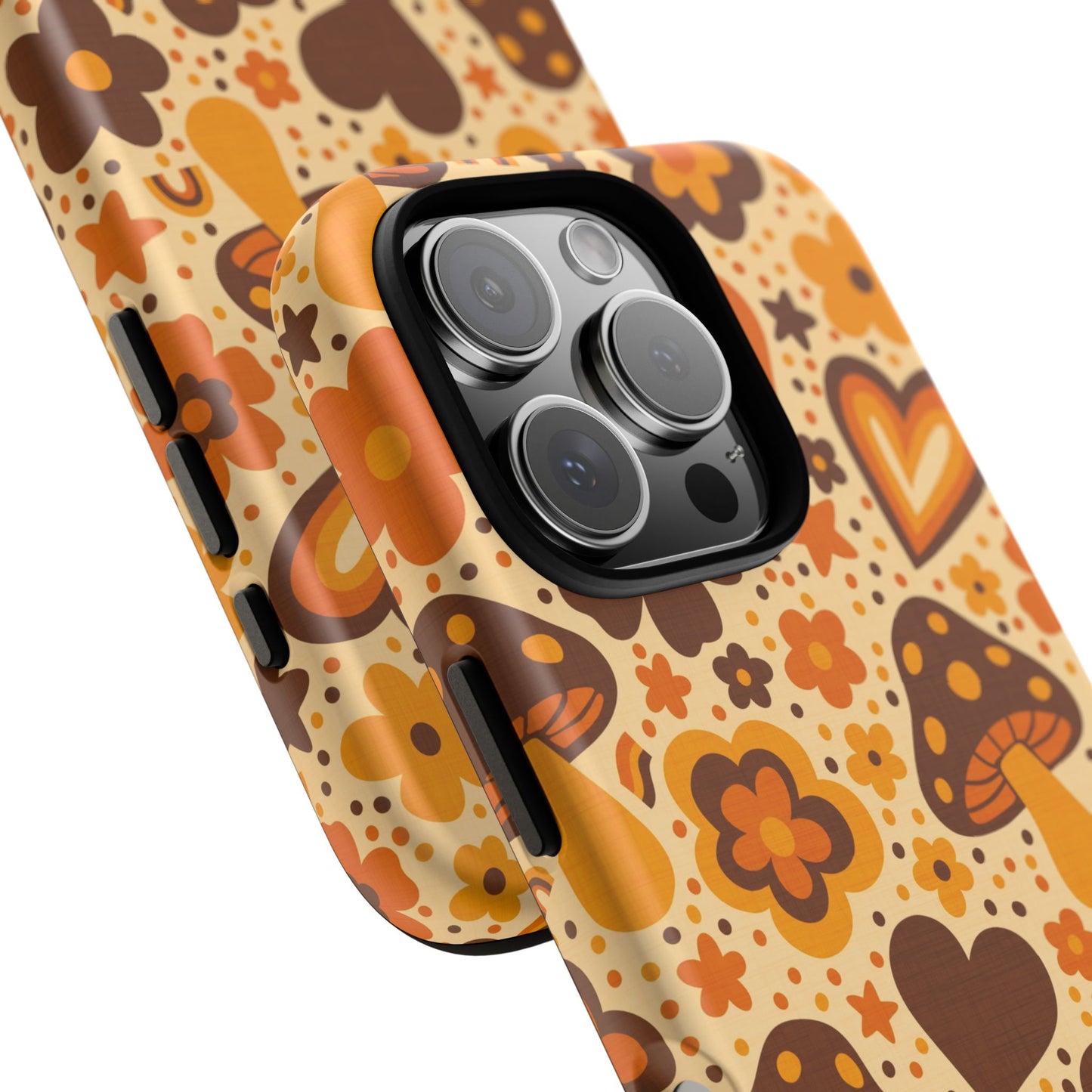 Groovy Harvest Mushrooms, Hearts and Flowers iPhone Tough Case