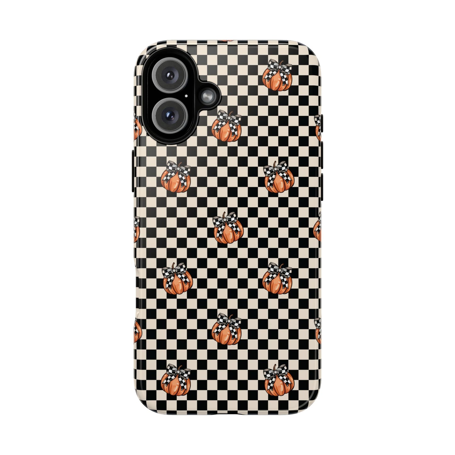 Checkered Cute Pumpkins & Bows iPhone Tough Case