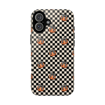 Checkered Cute Pumpkins & Bows iPhone Tough Case