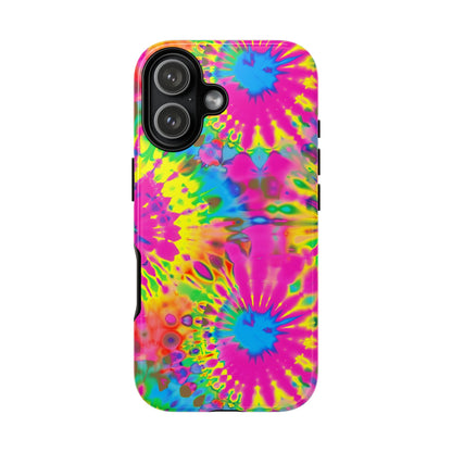 Neon Tie-Dye Burst Tough iPhone Case