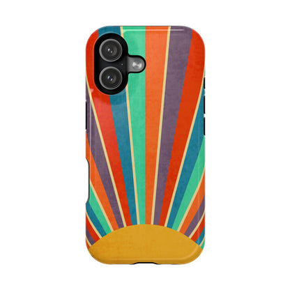 Retro Rainbow Sunburst MagSafe® Tough iPhone Case