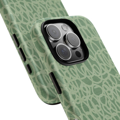 Sage Green Scribble Loops iPhone Tough Case