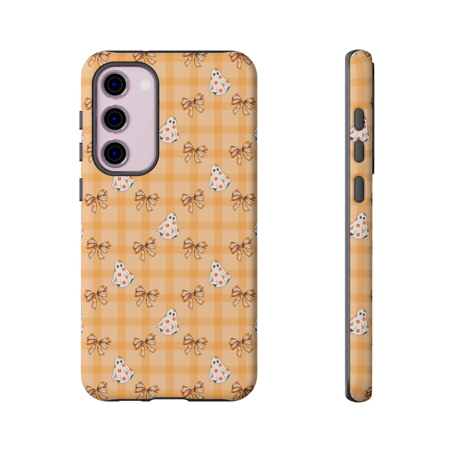 Orange Gingham Ghosts & Bows Samsung Galaxy Tough Case