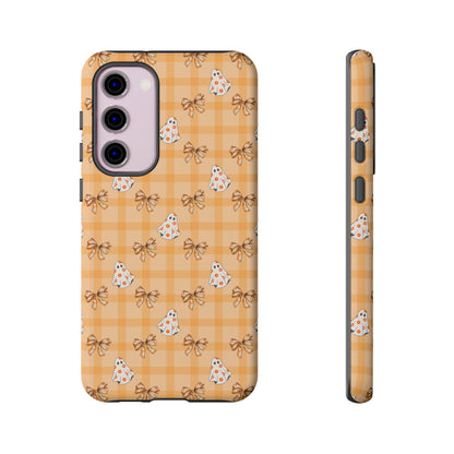 Orange Gingham Ghosts & Bows Samsung Galaxy Tough Case