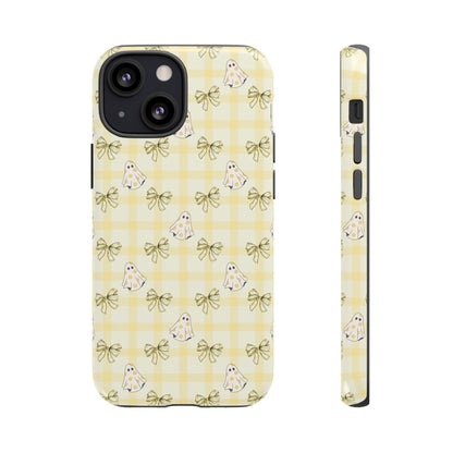 Yellow Gingham Ghosts & Bows iPhone Tough Case