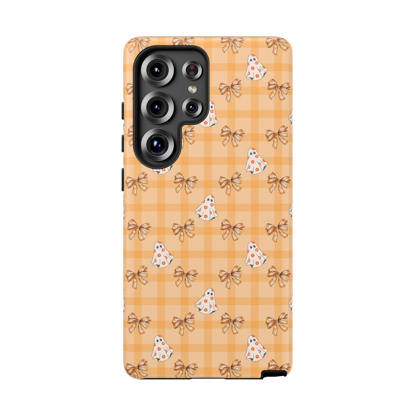 Orange Gingham Ghosts & Bows Samsung Galaxy Tough Case