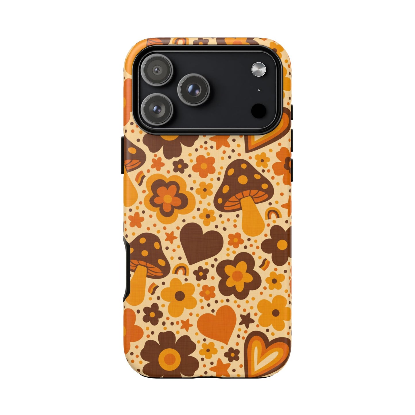 Groovy Harvest Mushrooms, Hearts and Flowers iPhone Tough Case