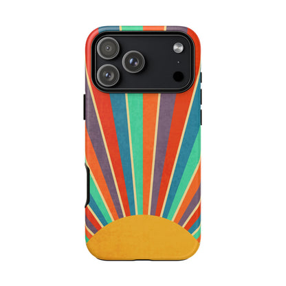 Retro Rainbow Sunburst Tough iPhone Case