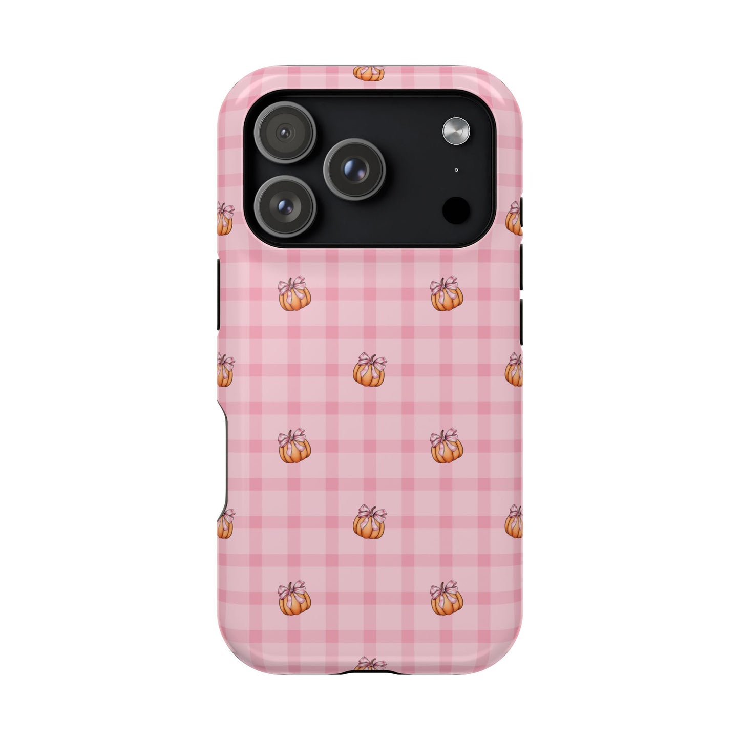 Pink Gingham Pumpkins MagSafe® iPhone Tough Case