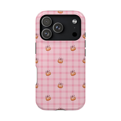 Pink Gingham Pumpkins MagSafe® iPhone Tough Case