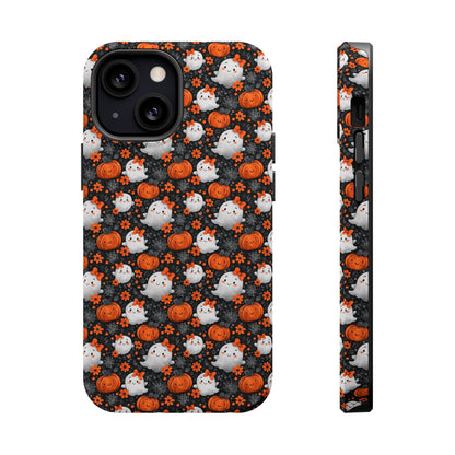 Cute Kawaii Lady Ghosts & Pumpkins MagSafe® iPhone Tough Case