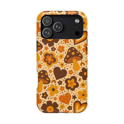 Groovy Harvest Mushrooms, Hearts and Flowers MagSafe® iPhone Tough Case