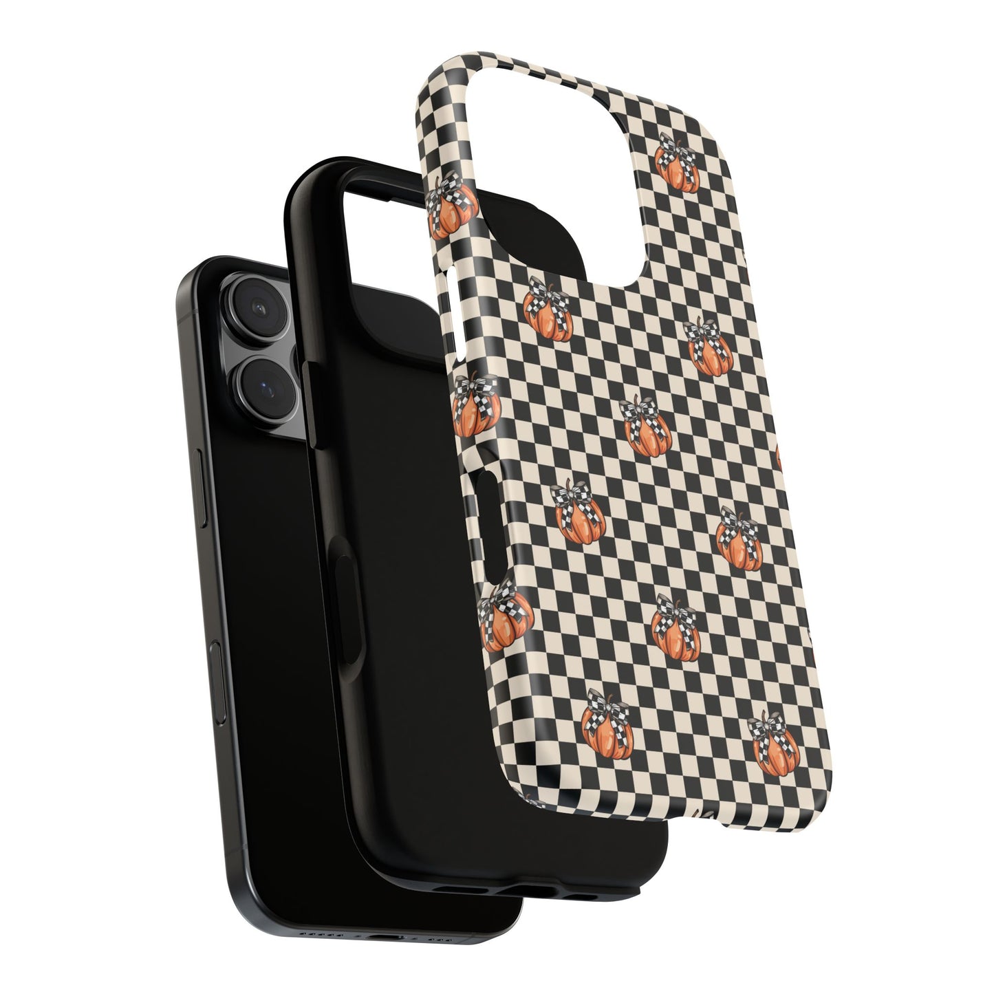Checkered Cute Pumpkins & Bows iPhone Tough Case