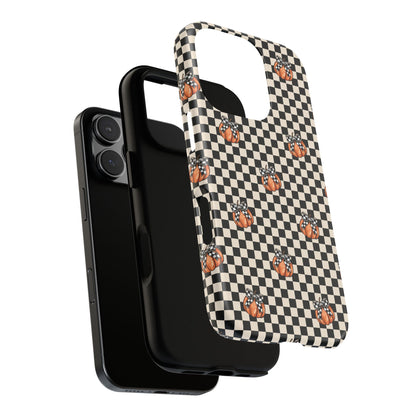 Checkered Cute Pumpkins & Bows iPhone Tough Case