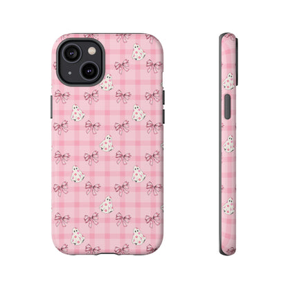 Pink Gingham Ghosts & Bows iPhone Tough Case