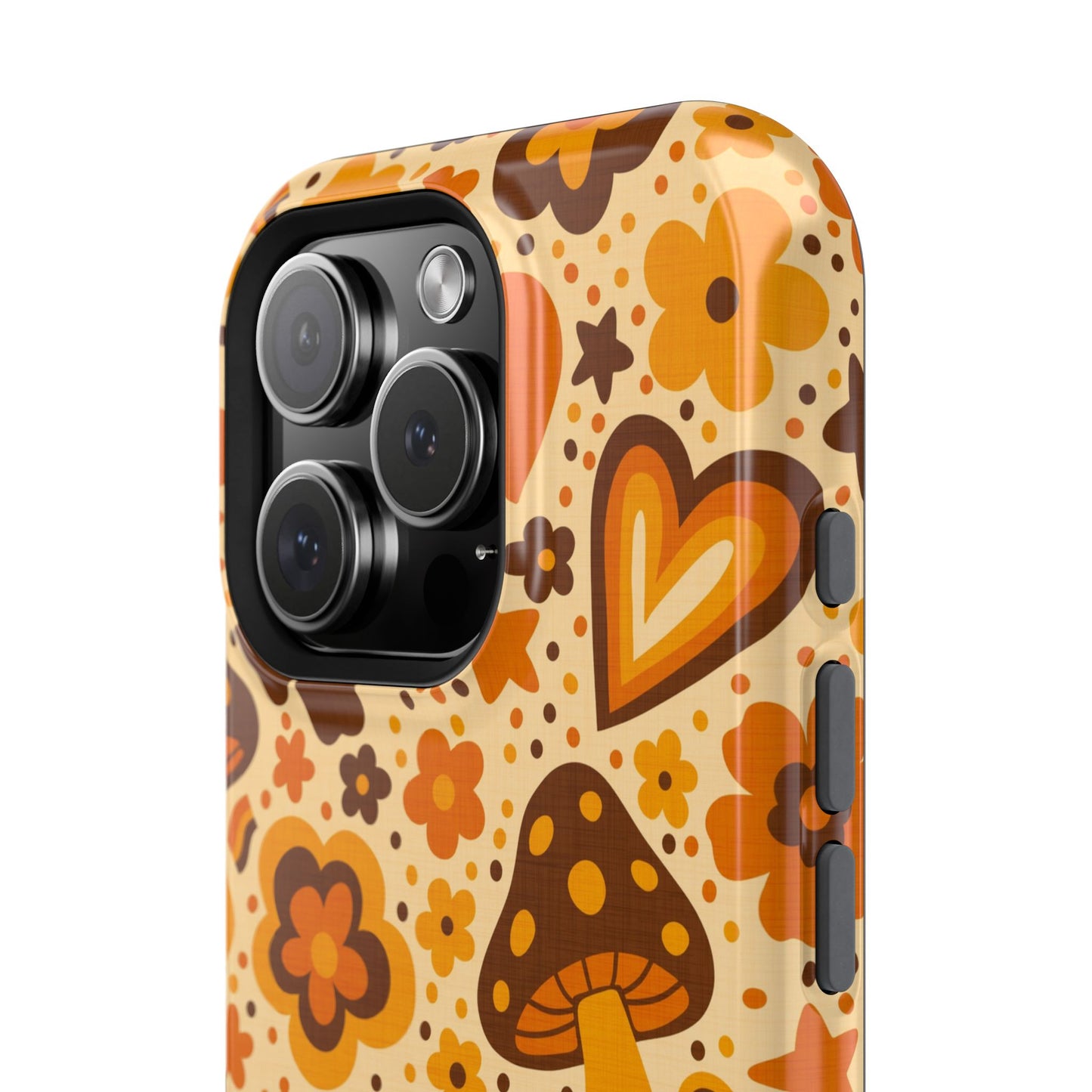 Groovy Harvest Mushrooms, Hearts and Flowers MagSafe® iPhone Tough Case