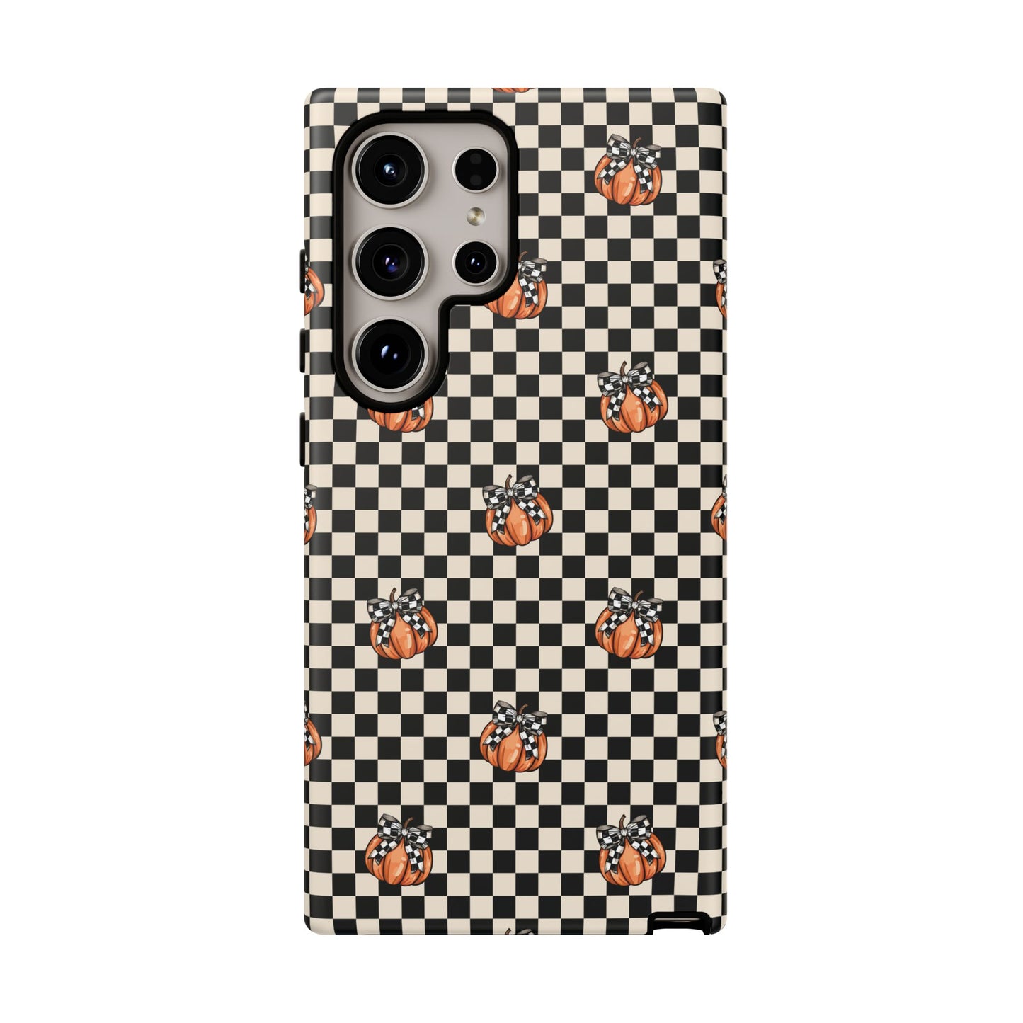 Checkered Cute Pumpkins & Bows Samsung Galaxy Tough Case
