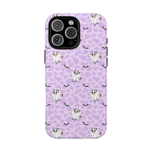 Purple Moo Ghosts & Bats iPhone Tough Case
