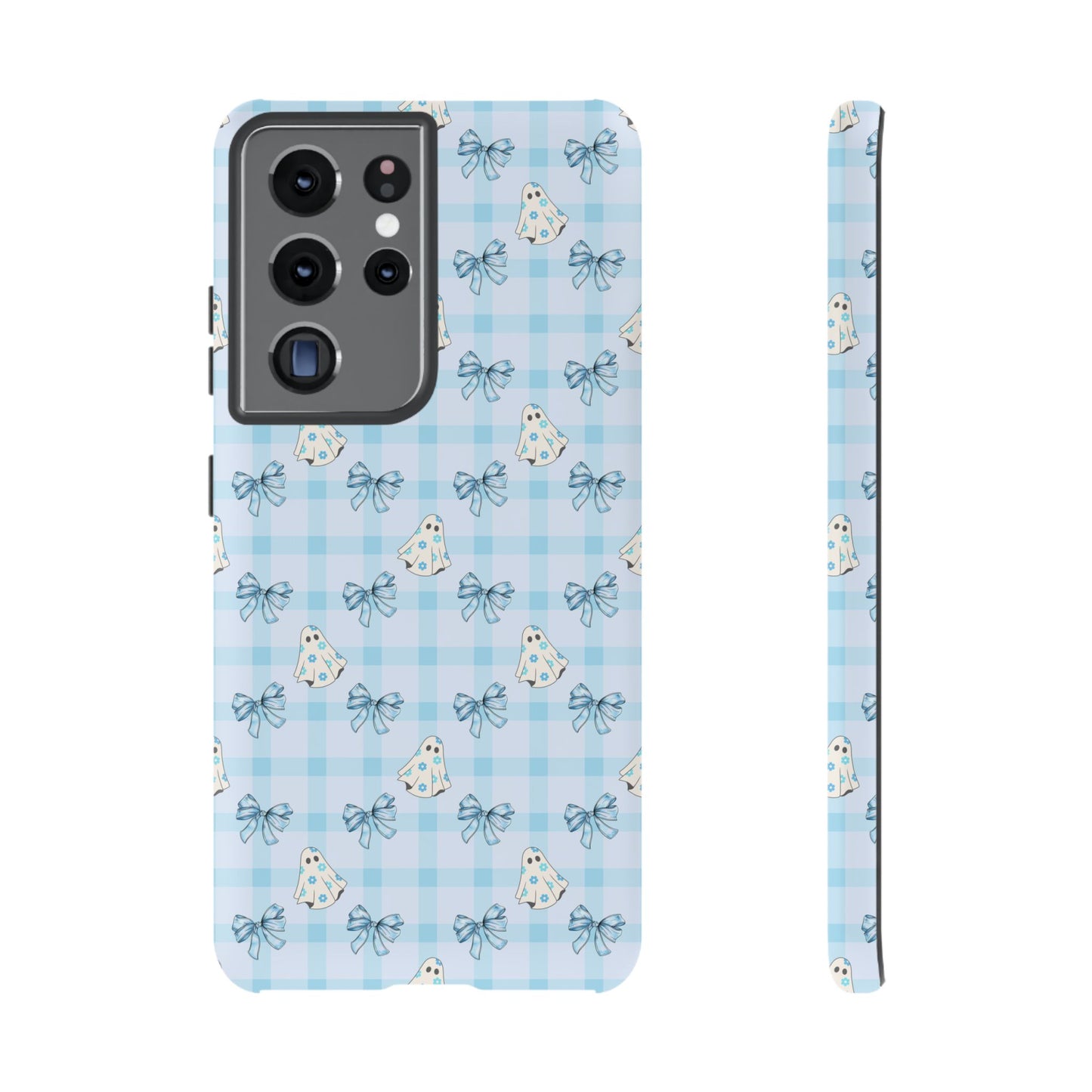 Blue Gingham Ghosts & Bows Samsung Galaxy Tough Case
