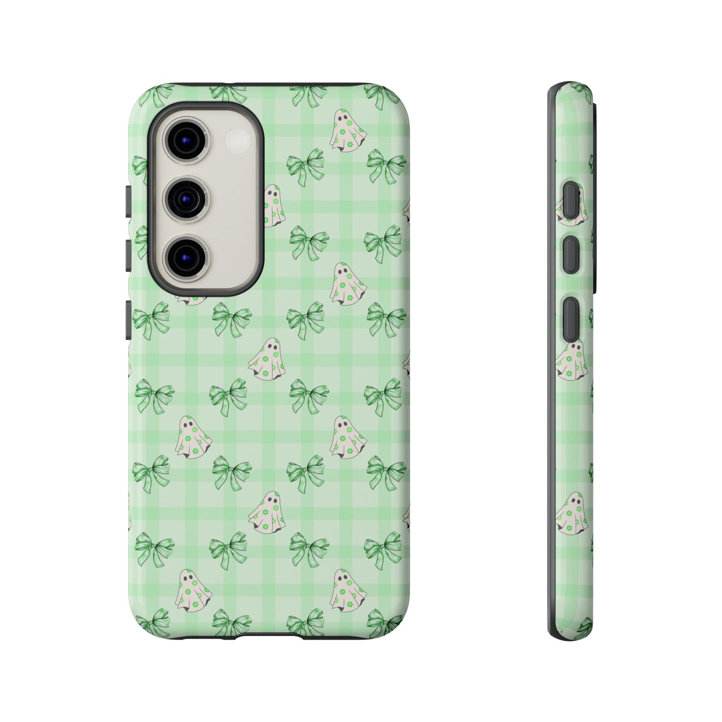 Green Gingham Ghosts & Bows Samsung Galaxy Tough Case