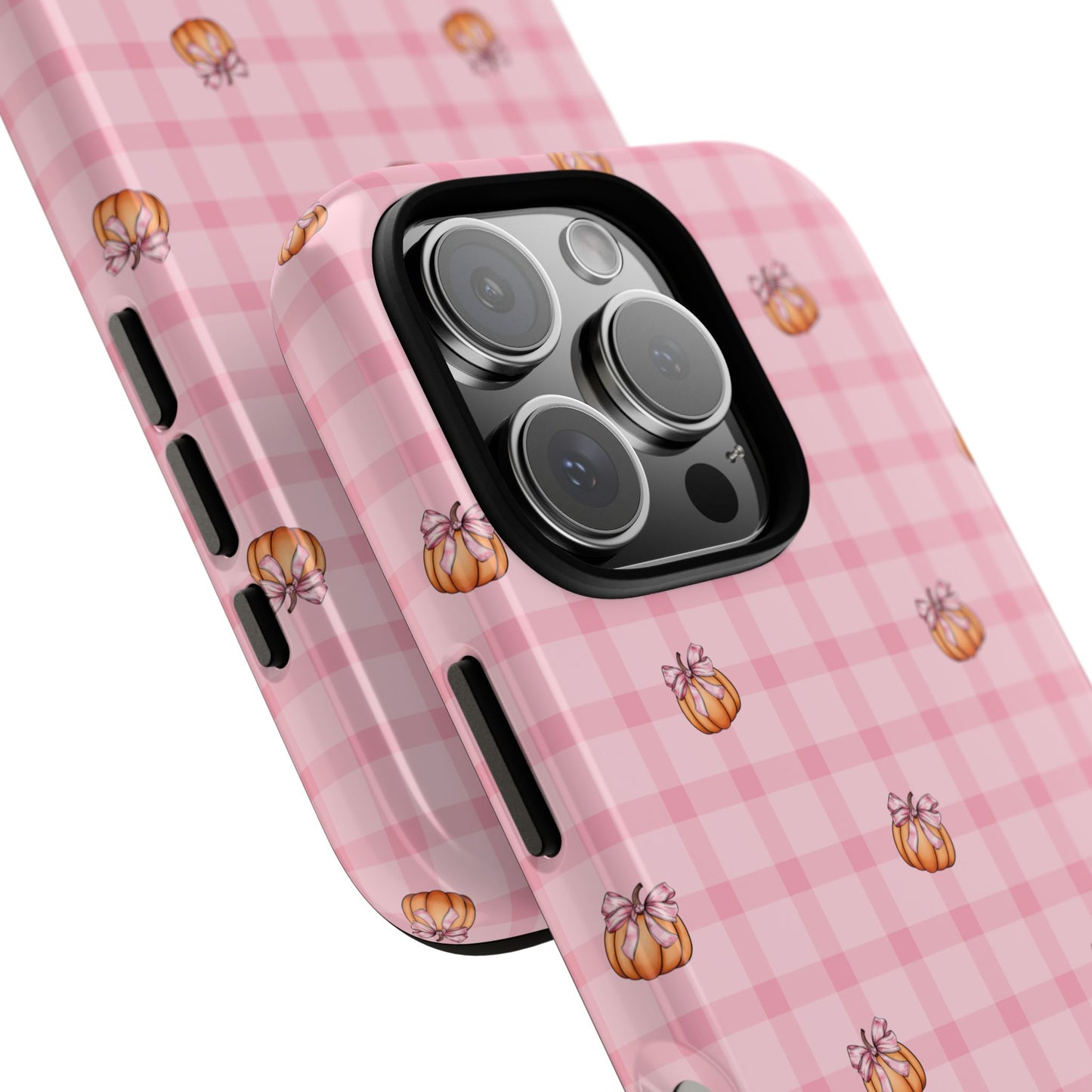 Pink Gingham Pumpkins iPhone Tough Case